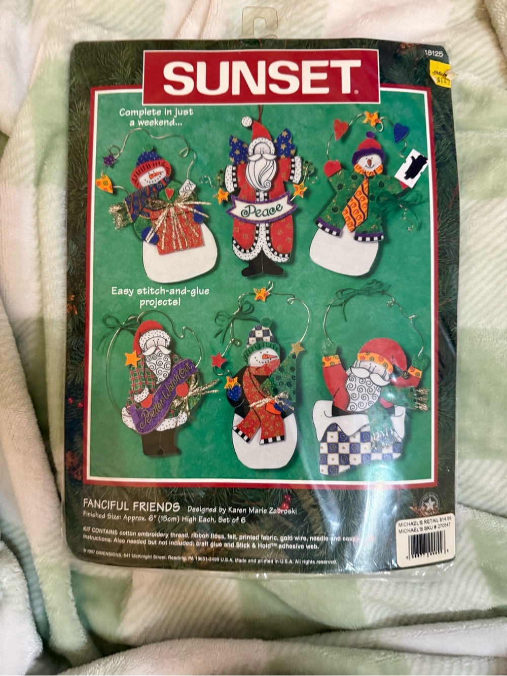 New Sunset Fanciful Friends Holiday Ornaments Craft Kit -# 18125